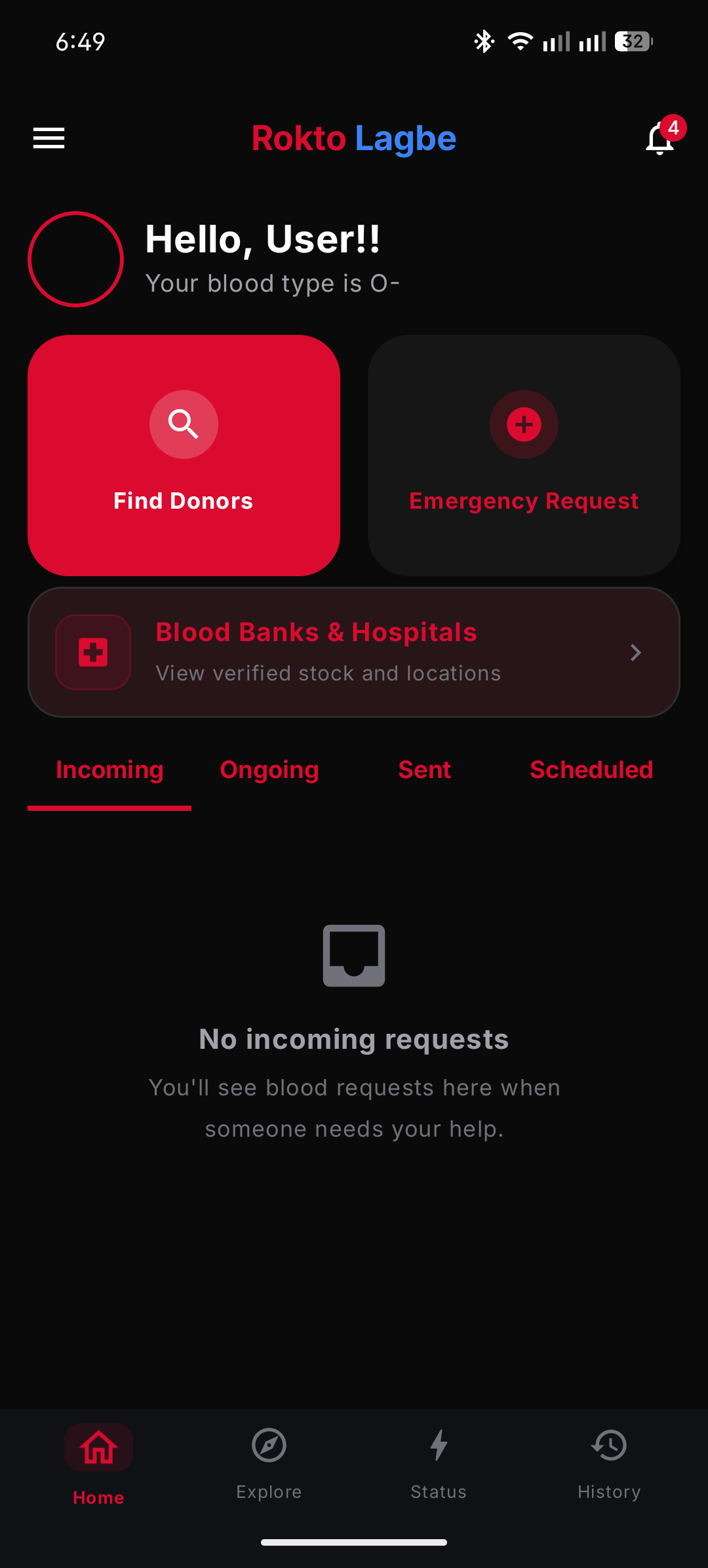 RoktoLagbe app screenshot